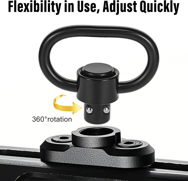 NEATABY Quick Detach Sling Swivel Attachments, Heavy Duty Button-Operated Mount, Two Point and Traditional Sling Swivel, Black - Image 4